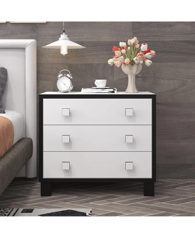 Homsee 3-Drawer Bedroom Dresser , Modern Chest, Nightstand