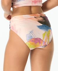Carmen Marc Valvo Women's Shirred High Cut Full Coverage Bottoms