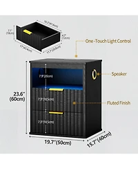 Vlrska 19.7-inch Wide Nightstand with Motion Sensor Function, Led Lights, and Wireless Charging Station