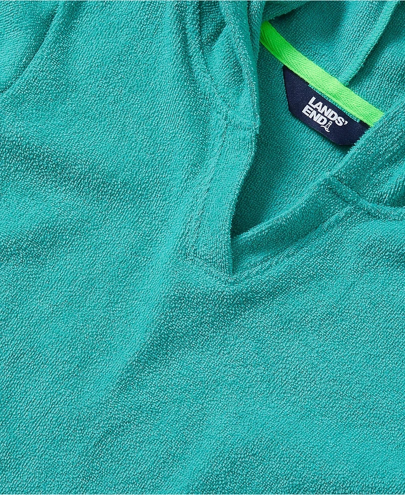 Lands' End Girls Long Sleeve Hooded Front Pocket Terry Cloth Swimsuit Cover-Up
