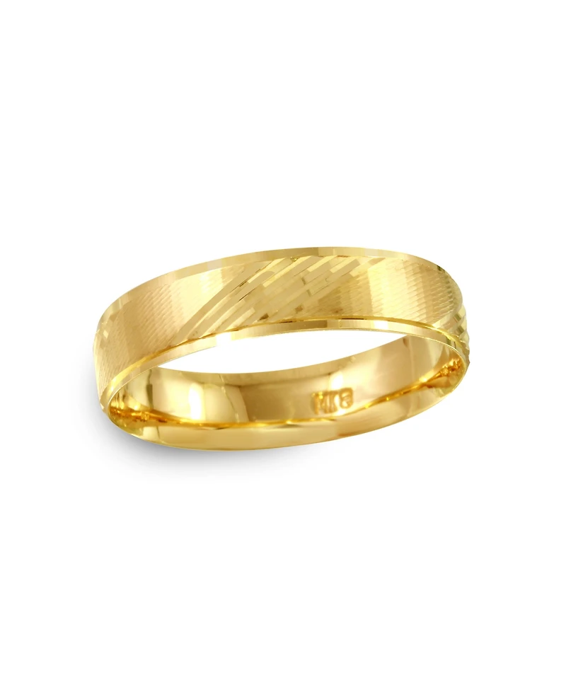 Diagonal Textured Wedding Band 14k Gold