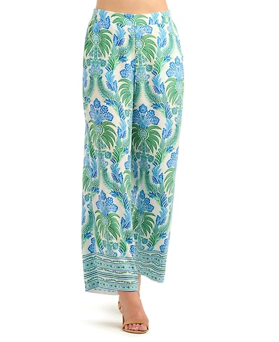 Bcx Women's Printed Wide-Leg Mid-Rise Pants