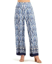 Bcx Women's Printed Wide-Leg Mid-Rise Pants