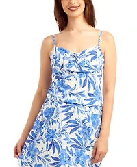 Bcx Women's Eyelet Print Tie-Front V-Neck Top