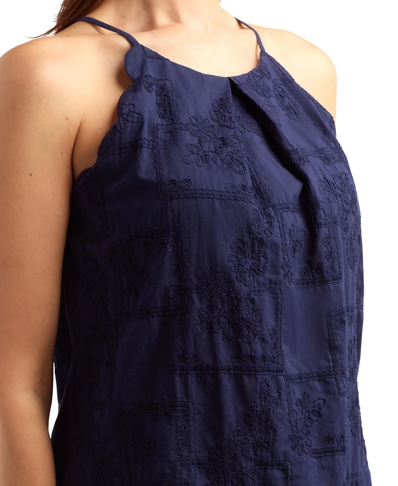 Bcx Women's Patchwork Embroidery Halter Neck Top