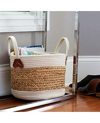 Household Essentials Corn and Hyacinth Wicker Basket, Two-Toned