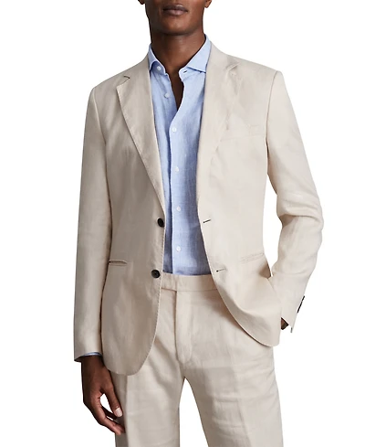 Reiss Men's Tailored-Fit Single-Breasted Linen Blazer