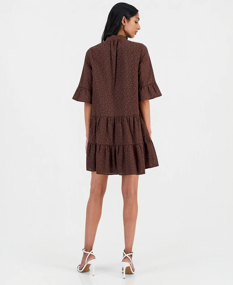 Anne Klein Women's Cotton Eyelet Tiered Swing Dress