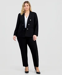 Jones New York Plus Faux Double-Breasted Open-Front Blazer