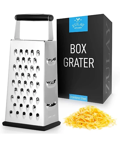 4-Sided Cheese Grater - Stainless Steel Grater With Easy Grip Handle & Anti-Skid Base (Large)