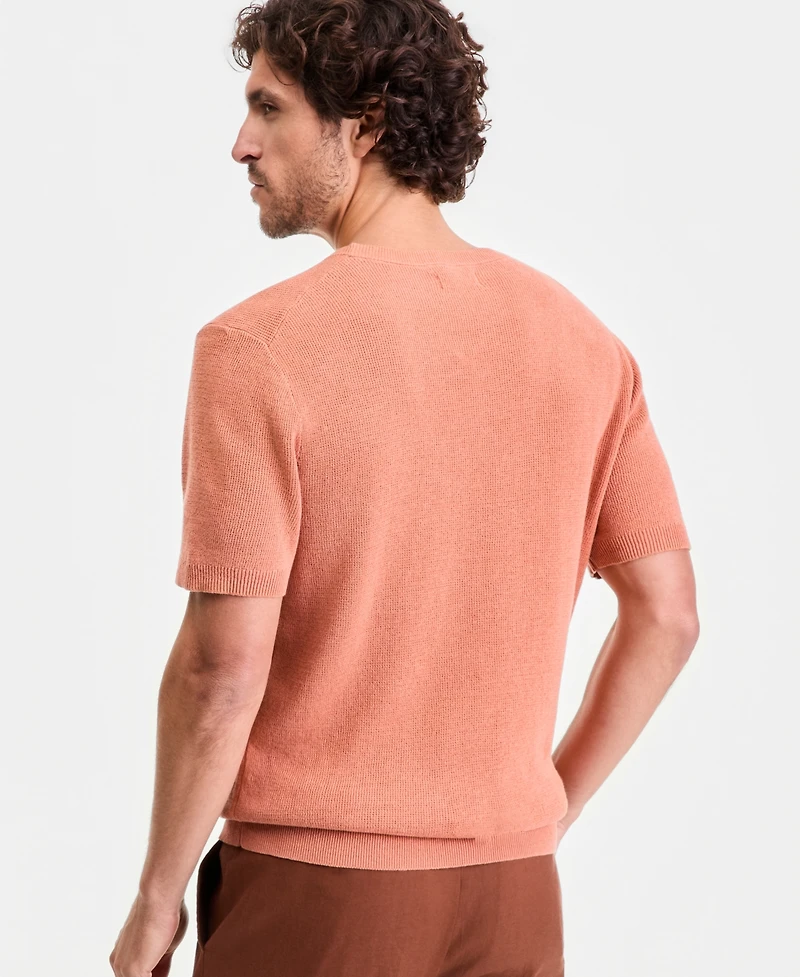 Alfani Men's Short-Sleeve Linen-Blend Crewneck Sweater, Macy's Exclusive