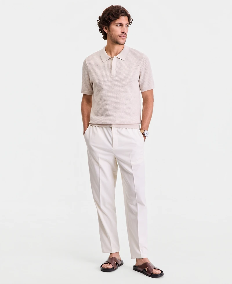 Alfani Men's Short-Sleeve Textured Collared Sweater, Macy's Exclusive