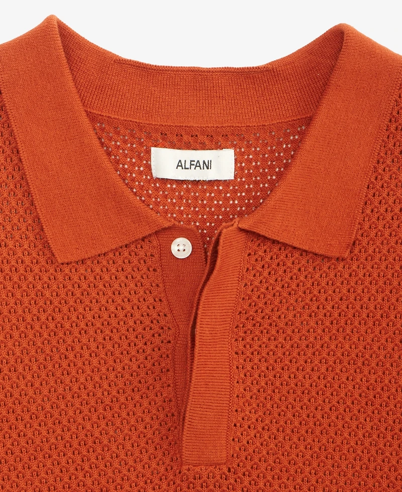 Alfani Men's Short-Sleeve Textured Collared Sweater, Macy's Exclusive