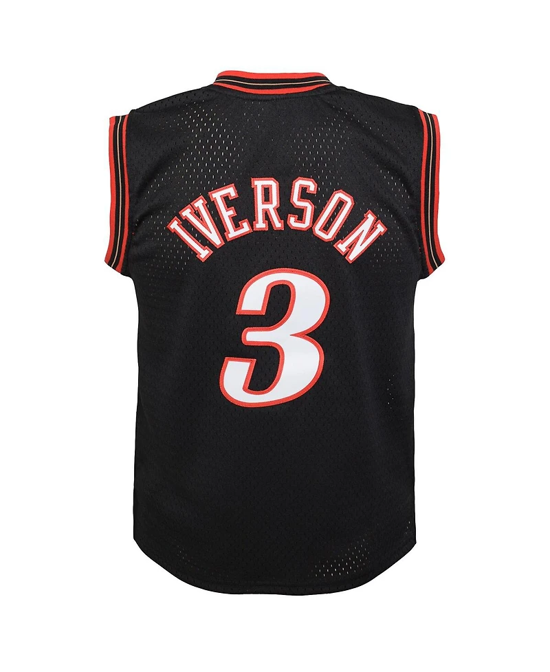 Mitchell & Ness Big Boys and Girls Allen Iverson Black Philadelphia 76ers 2000-01 Swingman Road Jersey