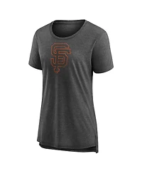 Fanatics Mto Label Women's Gray San Francisco Giants Weathered Logo Tri-Blend T-Shirt