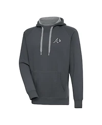 Antigua Men's Charcoal Atlanta Braves Metallic Victory Pullover Hoodie
