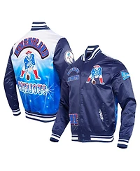 Pro Standard Men's Navy New England Patriots Sublimated Satin Full-Snap Jacket
