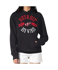 G-iii 4Her by Carl Banks Women's Black Detroit Red Wings City Graphic Fleece Pullover Hoodie