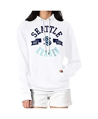 G-iii 4Her by Carl Banks Women's White Seattle Kraken City Graphic Fleece Pullover Hoodie