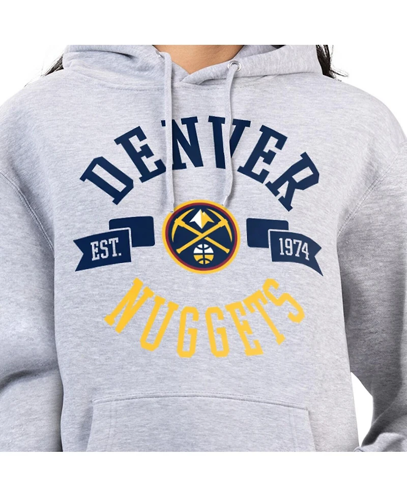 G-iii 4Her by Carl Banks Women's Heather Gray Denver Nuggets City Pullover Hoodie
