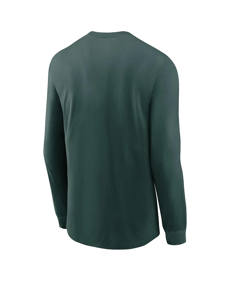 Nike Men's Green Michigan State Spartans Basketball Icon Two-Hit Long Sleeve T-Shirt