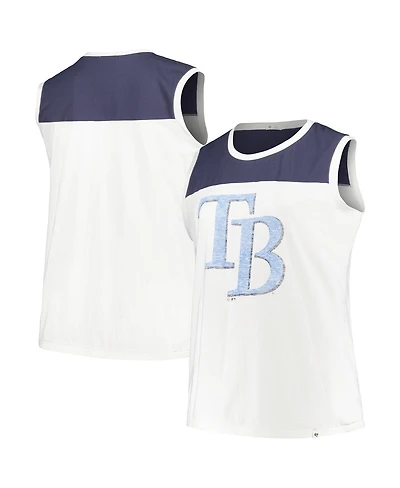 '47 Brand Women's White/Navy Tampa Bay Rays Plus Waist Length Muscle Tank Top