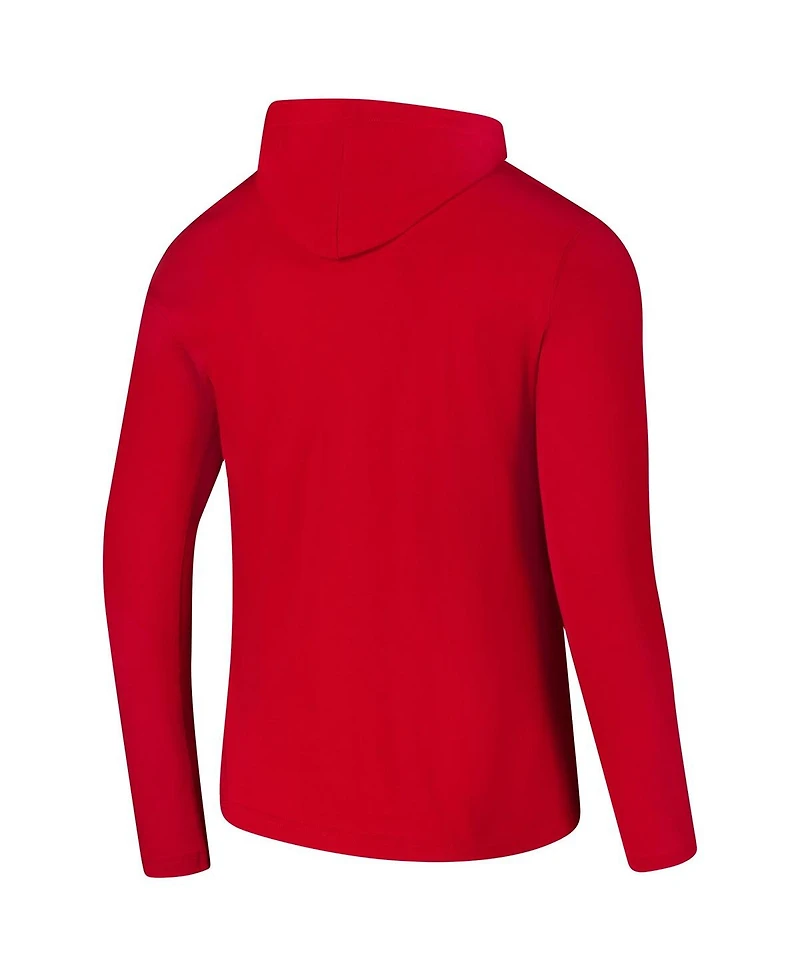 Colosseum Men's Red Wisconsin Badgers Logo Lockup Active Blend Long Sleeve T-Shirt Hoodie