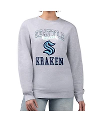 G-iii 4Her by Carl Banks Women's Heather Gray Seattle Kraken Team Logo Tri-Blend Fleece Pullover Sweatshirt