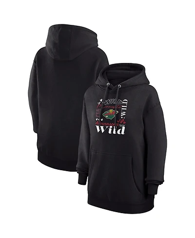 G-iii 4Her by Carl Banks Women's Black Minnesota Wild Collage Team Graphic Tri-Blend Fleece Pullover Hoodie