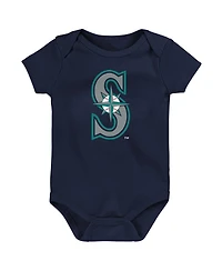 Outerstuff Baby Boys and Girls Three-Pack Seattle Mariners Slide Home Bodysuit Set