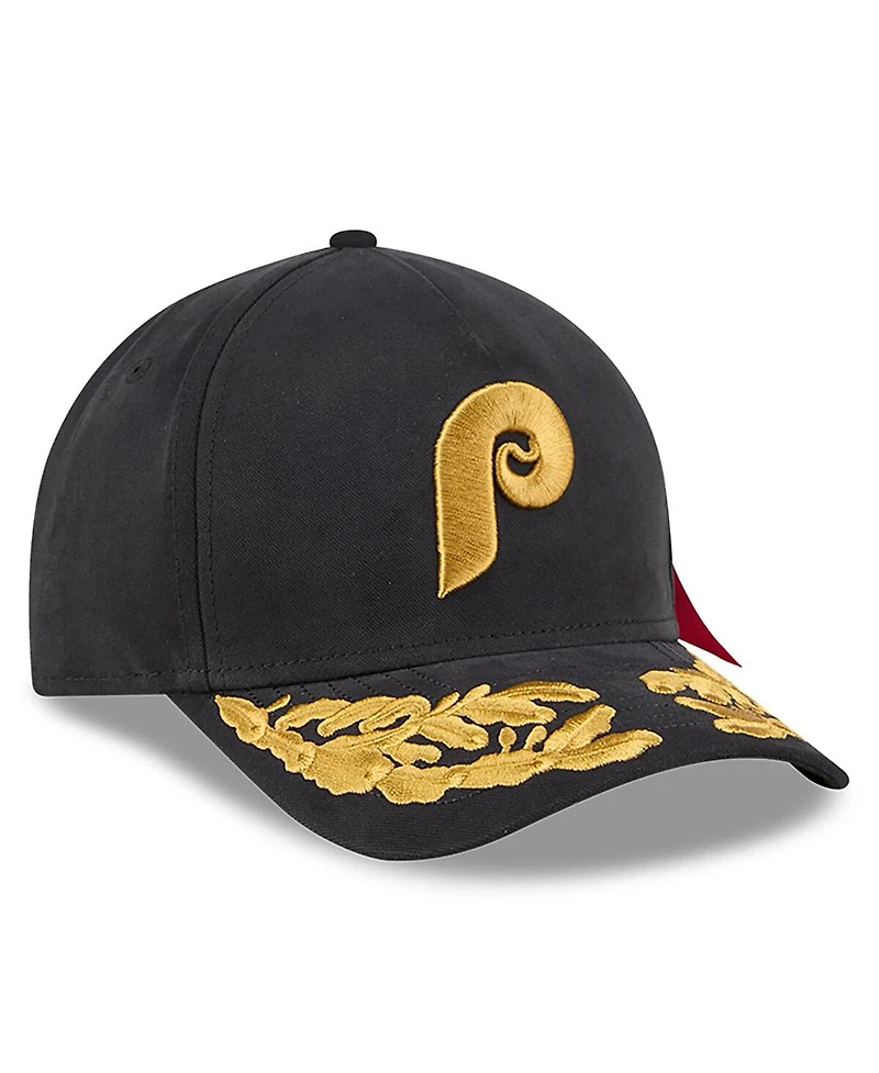 New Era x Alpha Industries Men's Black Philadelphia Phillies A-Frame 9FORTY Adjustable Hat