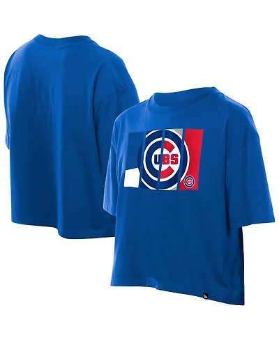 New Era Women's Royal Chicago Cubs Boxy Foil Logo T-Shirt