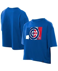 New Era Women's Royal Chicago Cubs Boxy Foil Logo T-Shirt