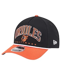 New Era Men's Black/Orange Baltimore Orioles Arch 9FORTY A-Frame M-Crown Adjustable Hat