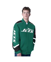G-iii Sports by Carl Banks Men's Green New York Jets Prime Time Full-Zip Racing Jacket
