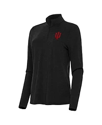 Antigua Women's Heather Black Indiana Hoosiers Bright Quarter-Zip Sweatshirt