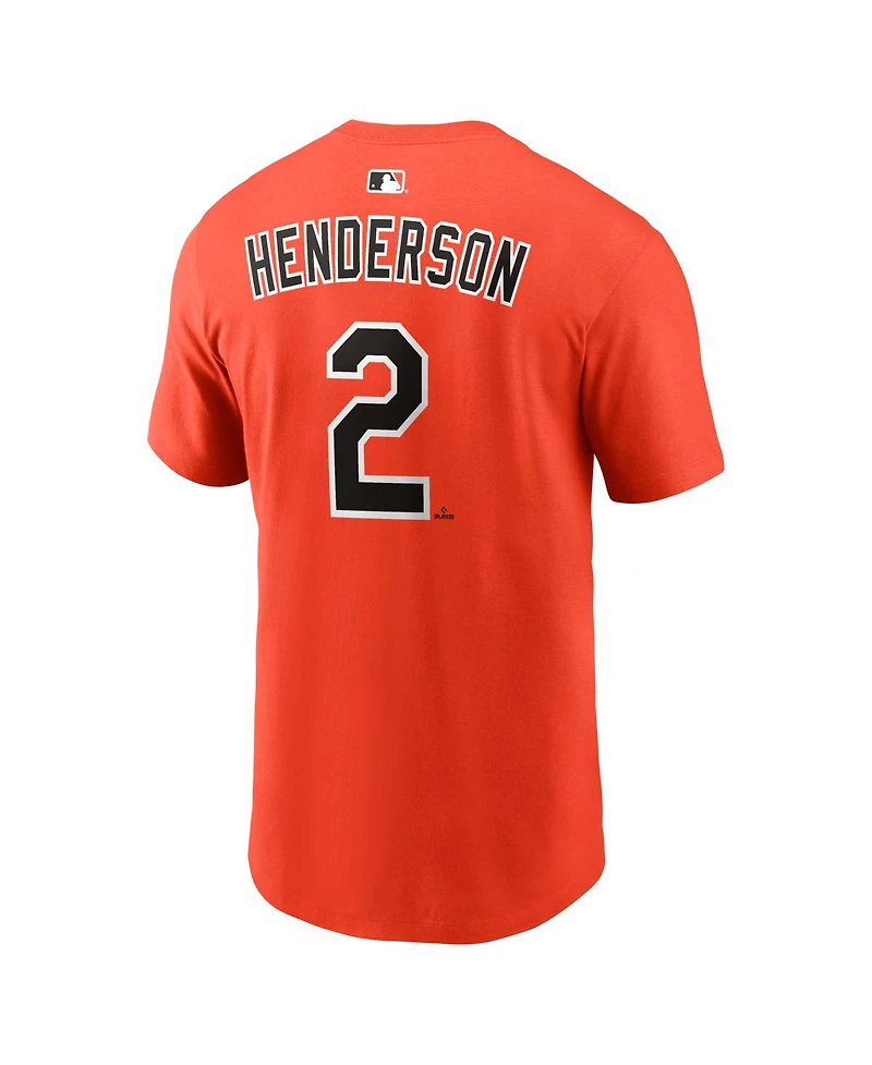 Nike Men's Gunnar Henderson Orange Baltimore Orioles Name Number T-Shirt