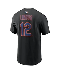 Nike Men's Francisco Lindor Black New York Mets Home Name Number T-Shirt