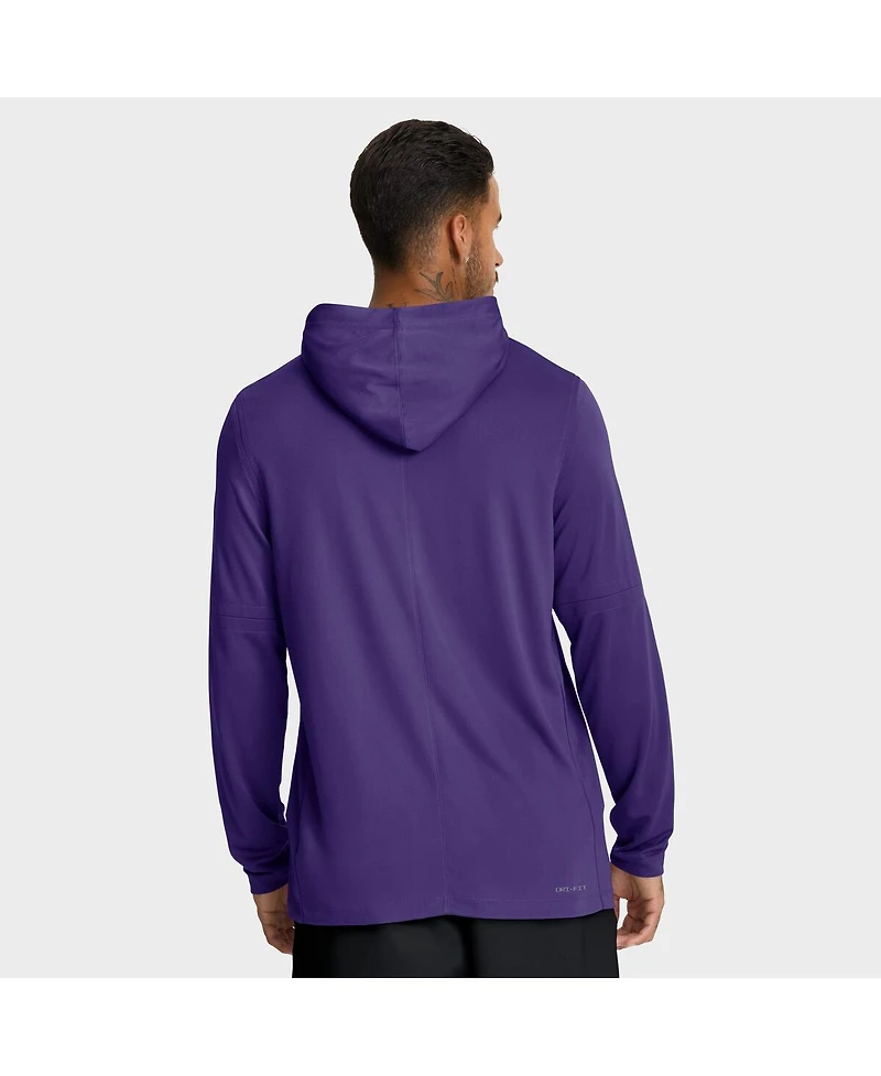 Nike Men's Purple Lsu Tigers Dugout Dri-fit Long Sleeve Hooded T-Shirt