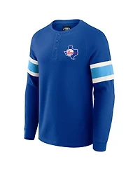 Darius Rucker Collection By Fanatics Men's Royal Texas Rangers Waffle-Knit Raglan Long Sleeve Henley T-Shirt