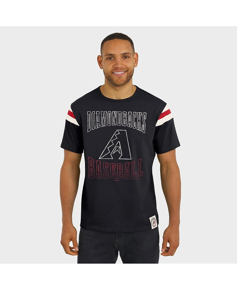 Darius Rucker Collection By Fanatics Men's Black Arizona Diamondbacks Distressed Sleeve Stripe T-Shirt