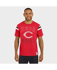Darius Rucker Collection By Fanatics Men's Red Cincinnati Reds Distressed Sleeve Stripe T-Shirt