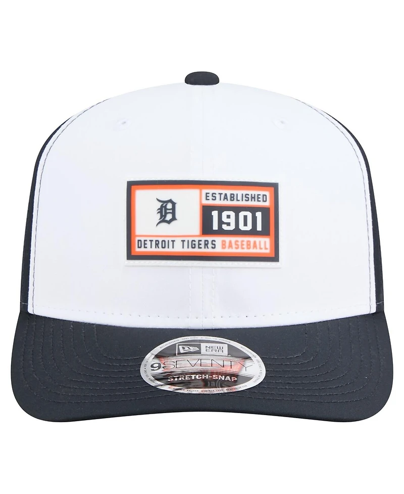 New Era Men's White/Navy Detroit Tigers Established Patch 9SEVENTY Adjustable Hat