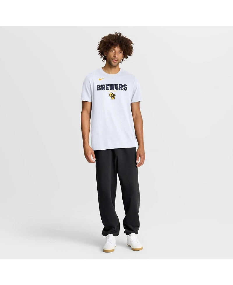 Nike Men's White Milwaukee Brewers Bold Team Name T-Shirt