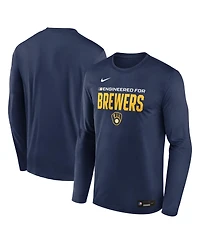 Nike Men's Navy Milwaukee Brewers Authentic Collection Legend Dri-fit Long Sleeve T-Shirt