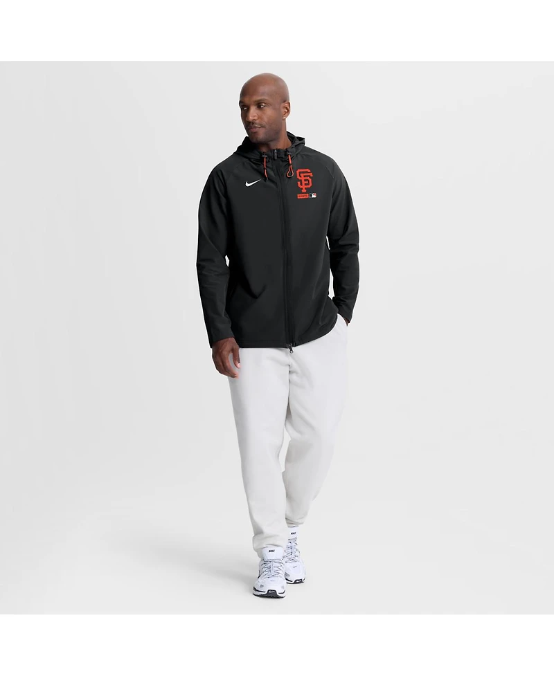Nike Men's Black San Francisco Giants Authentic Collection Raglan Therma-fit Full-Zip Hooded Jacket