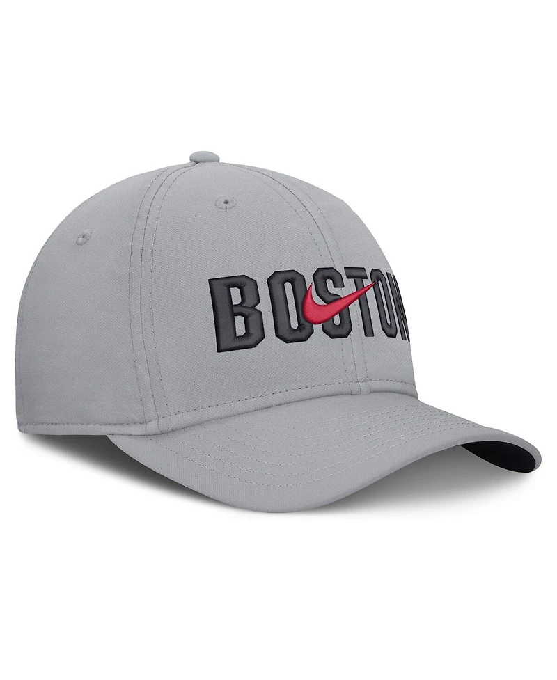 Nike Men's New Era Gray Boston Red Sox Primetime Dri-fit Rise Bozz Flex Hat