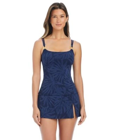 Bleu By Rod Beattie Womens Square Neck Swim Tankini Top Printed Skirt