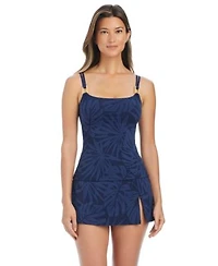 Bleu By Rod Beattie Womens Square Neck Swim Tankini Top Printed Skirt