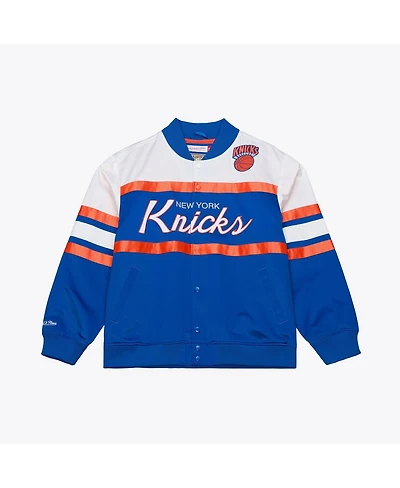 Mitchell & Ness Men's Royal New York Knicks Hardwood Classics Head Coach Lightweight Satin Full-Snap Jacket